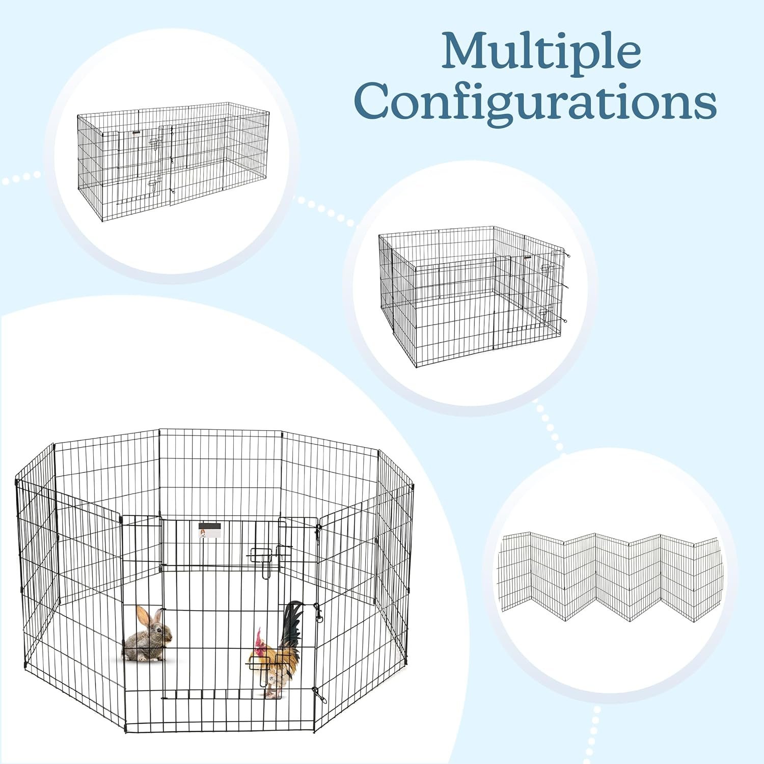 Dog Playpen - Foldable Metal Exercise Puppy Play Pen with 8 24x30in Panels - Indoor/Outdoor Pen with Door for Dogs, Cats or Small Animals by PETMAKER - Image 5
