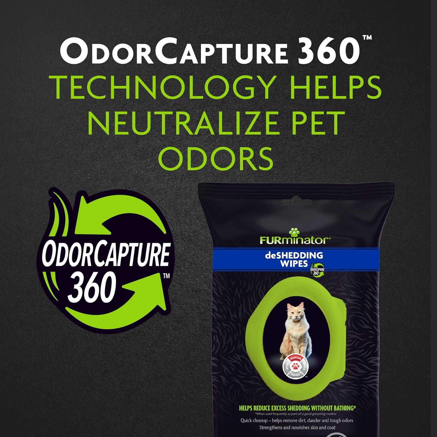 Furminator DeShedding Grooming Wipes for Cats Refresh and Deodorize Coat Without Bathing, 50 Count - Image 8