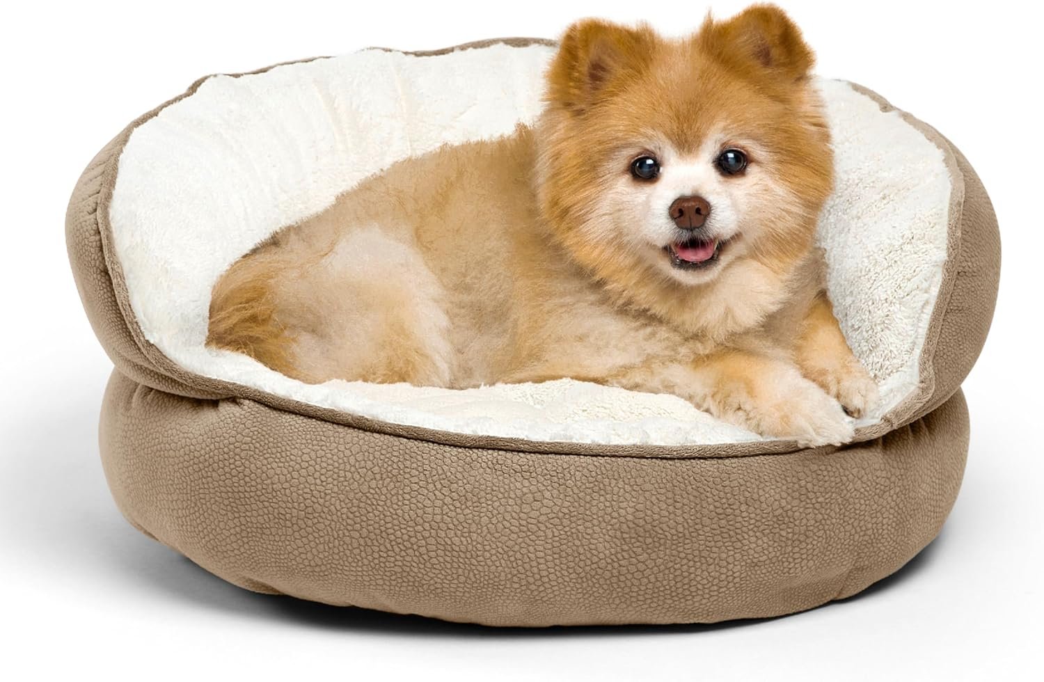 Best Friends by Sheri Pet Throne High Bolster Orthopedic Relief Cat and Dog Bed, Wheat, Mini