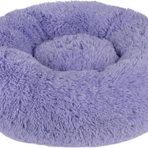 Alternative view of Best Pet Supplies Round Donut Dog Bed with Plush Faux Fur Fabric, Calming, Anti-Anxiety Cushion for Indoor Pets, Slip-Resistant Base, Soft Ergonomic Support - Lavender, 24x24x7''