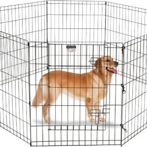 Dog Playpen - Foldable Metal Exercise Puppy Play Pen with 8 24x30in Panels - Indoor/Outdoor Pen with Door for Dogs, Cats or Small Animals by PETMAKER