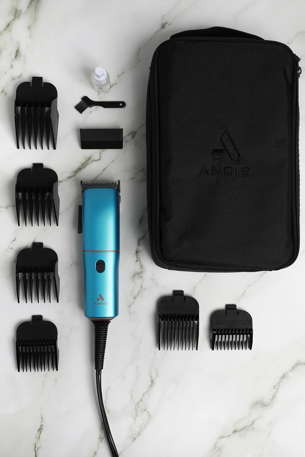 Andis Easy Clip Adjustable Blade Corded Dog Clipper, 11 Piece Kit, Lightweight, Powerful Motor, Blue, 560814 - Image 7