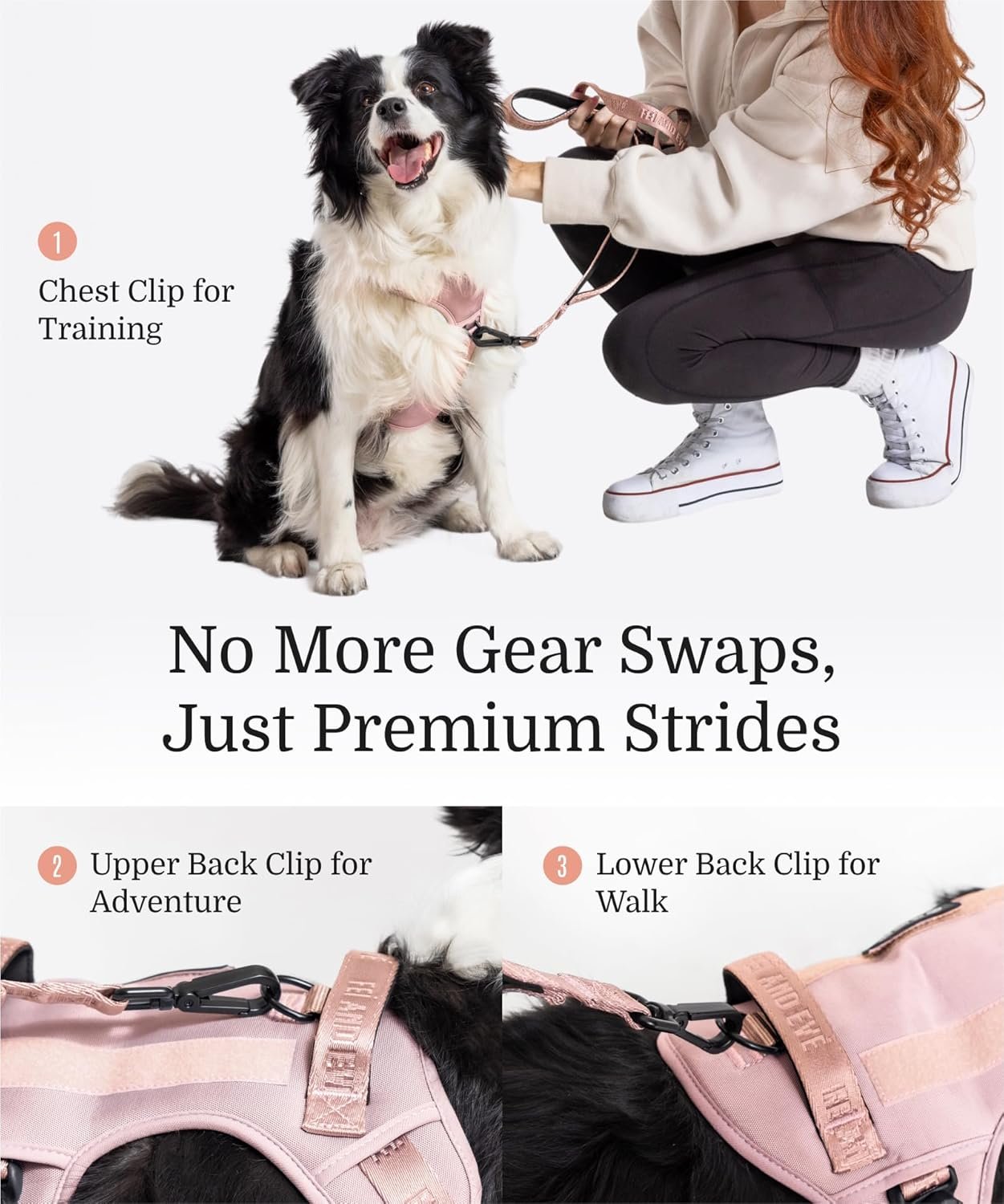 2025 New Edition, Fei & Eve MagEase Dog Harness - 3-Second Magnetic Buckles | 3-Point No-Pull Control | Heavy-Duty 900D Nylon | Dual Safety Handles | Breathable Mesh | Adjustable Fit | Large, Pink - Image 3