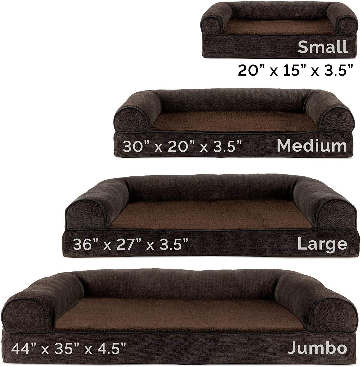 FurHaven Soft, Orthopedic Foam Sofa Dog Bed with Washable & Removable Cover - Sherpa/Chenille - Coffee, Dogs Up to 35 lbs - Medium - Image 7