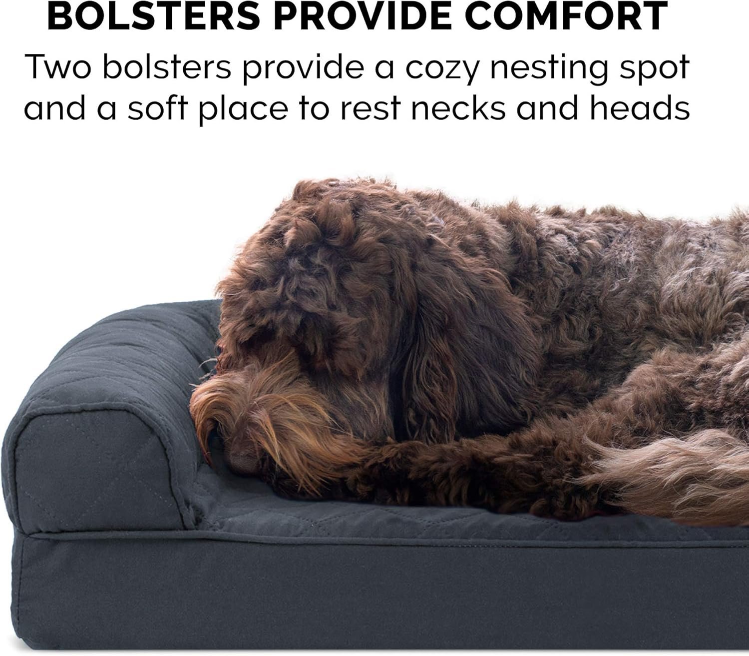 Furhaven Orthopedic Dog Bed for Large Dogs w/ Removable Bolsters & Washable Cover, For Dogs Up to 95 lbs - Quilted Sofa - Iron Gray, Jumbo/XL - Image 11