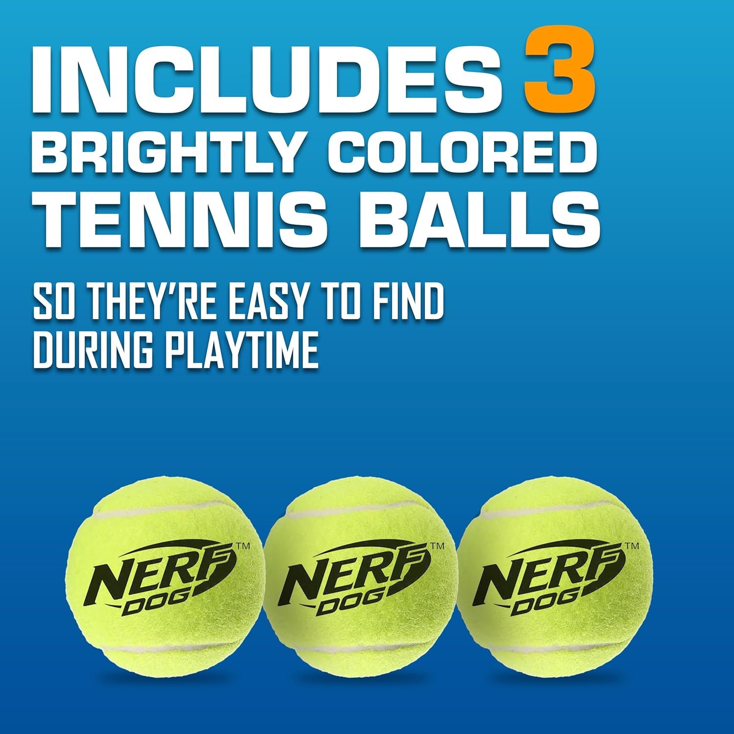 Nerf Dog Tennis Ball Blaster Dog Toy Gift Set, Tennis Ball Dog Fetch Toy Launches up to 50 ft, Dog Ball Thrower for All Breeds Includes Translucent Blue Tennis Ball Launcher and 3 Dog Tennis Balls - Image 5