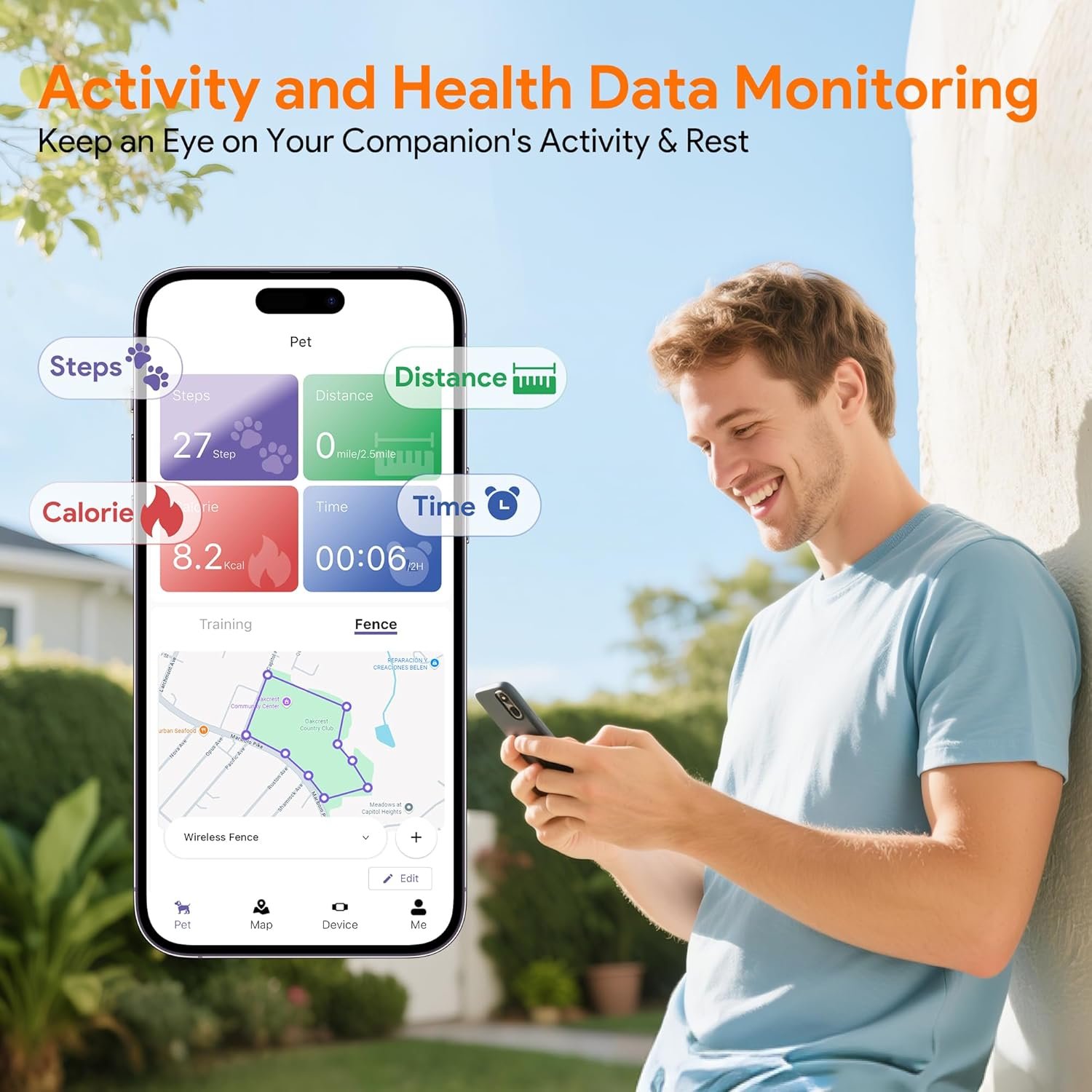 Meowant GPS Wireless Dog Fence System Collar with Training Remote, Free App, Custom Invisible Fence(82-7000ft), Beep/Vibration/Correction, Early Alert Band, Waterproof LCD Collar, Dogs 10+Lbs, Outdoor - Image 7