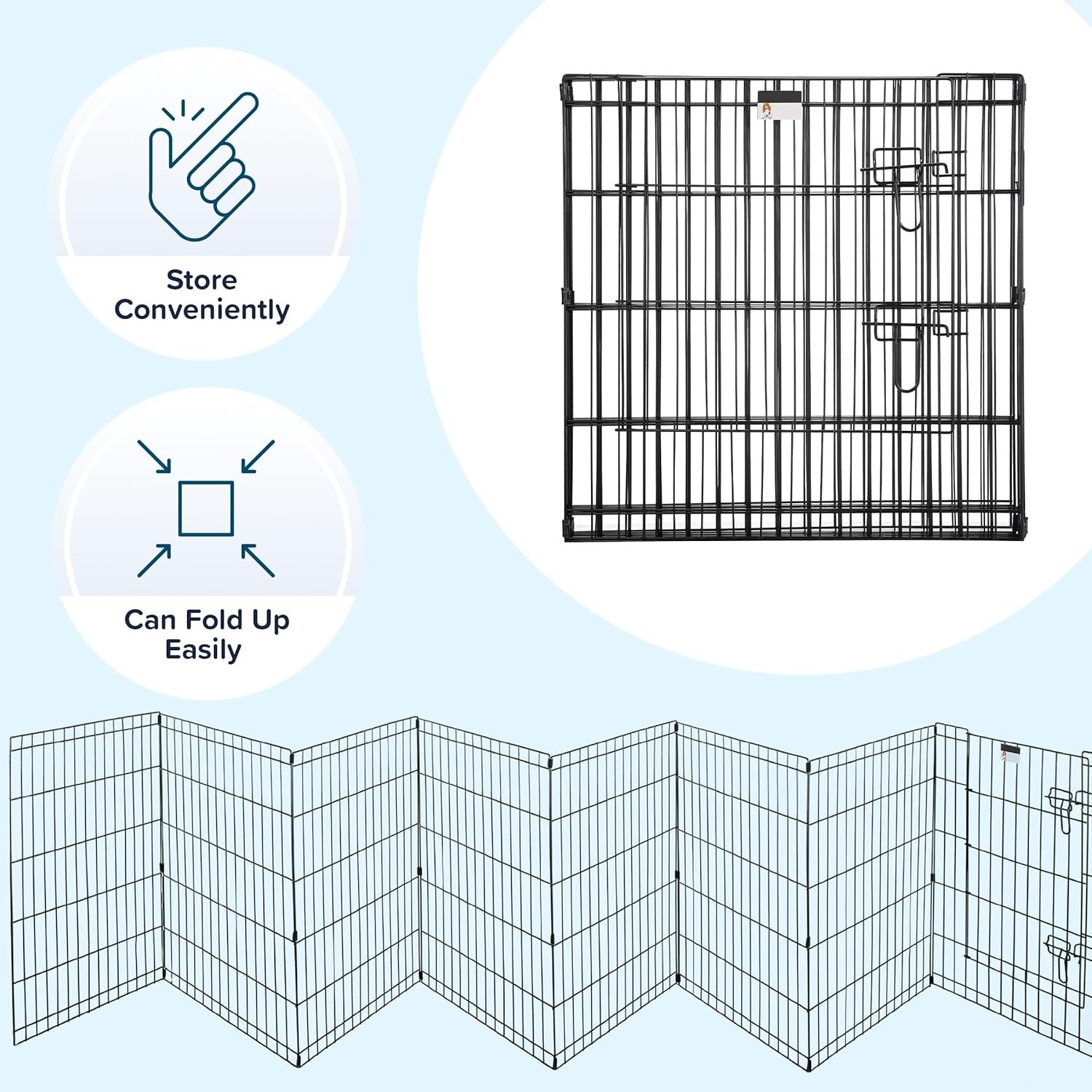 Dog Playpen - Foldable Metal Exercise Puppy Play Pen with 8 24x30in Panels - Indoor/Outdoor Pen with Door for Dogs, Cats or Small Animals by PETMAKER - Image 3