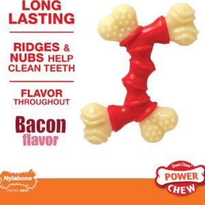 Alternative view of Nylabone Double Bone Power Chew Toy for Dogs, Dog Toys for Aggressive Chewers, Bacon Flavor, X-Small - Up to 15 lbs, 1 Count