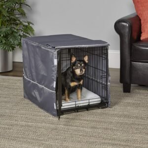 Alternative view of New World Small Dog Crate Cover, Polyester Privacy Kennel Cover Fits Most 24-inch Crates, Light Gray, Machine Washable, Reduces Barking & Chewing
