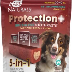 ARK NATURALS Protection Plus Brushless Toothpaste for Medium Breeds, 18 oz Bag, Dog Dental Chew with Toothpaste Center, Prevent Plaque & Tartar, Freshen Breath