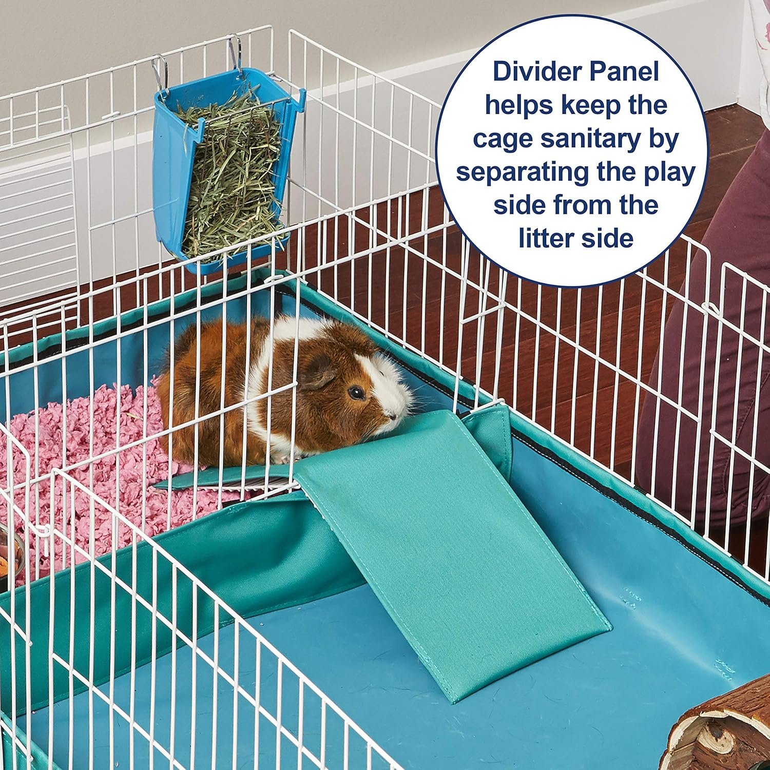MidWest Homes for Pets Guinea Habitat Plus Cage, Includes Divider Panel and Hinged Top, Washable PVC Canvas Bottom, Expandable Small Animal Cage for Guinea Pigs, 171GHP - Image 4