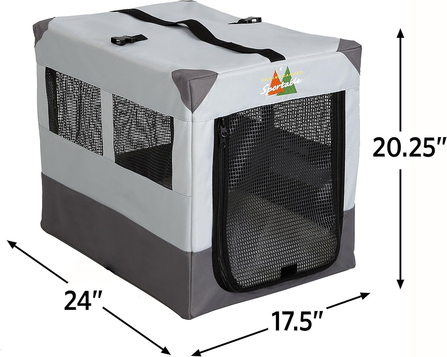 MidWest Homes for Pets Canine Camper Sportable, 24-inch Portable Tent Crate for Dogs, Soft-Sided, Folding Frame, Mesh Windows, Zip Door, Water-Resistant, Includes Pad - Image 3