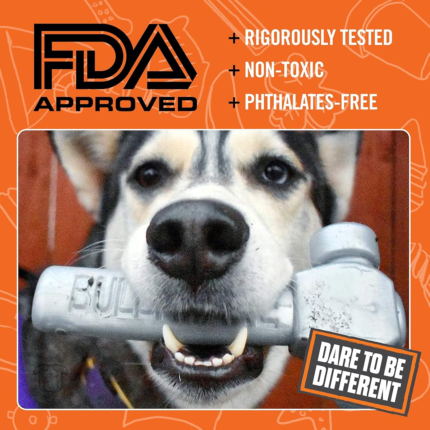 BULLYMAKE Silver Tough Chew Hammer Toy for Dogs, Durable Nylon Dog Toys for Aggressive Chewers, Dental Stimulating, Made in USA - Image 6