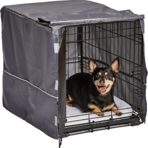 New World Small Dog Crate Cover, Polyester Privacy Kennel Cover Fits Most 24-inch Crates, Light Gray, Machine Washable, Reduces Barking & Chewing
