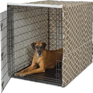 MidWest Homes for Pets Dog Crate Cover, Privacy Dog Crate Cover Fits Midwest Dog Crates, Crate Cover Only; Machine Wash & Dry; Brown Geo Print; 54 inch