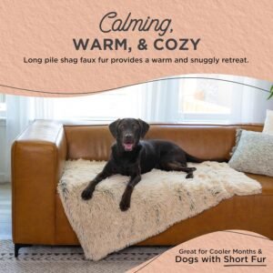 Alternative view of Best Friends by Sheri Calming Shag Dog Blanket – Ultra Soft Faux Fur Pet Throw, Anxiety-Relief, Lightweight Warm Bed Cover for Dogs and Cats, Machine Washable, Taupe, 40" x 50"