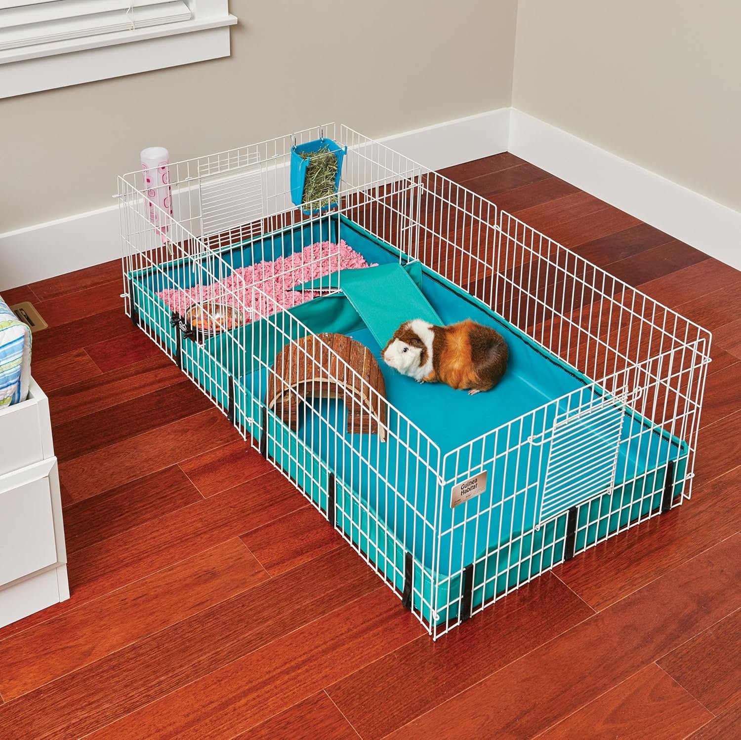 MidWest Homes for Pets Guinea Habitat Plus Cage, Includes Divider Panel and Hinged Top, Washable PVC Canvas Bottom, Expandable Small Animal Cage for Guinea Pigs, 171GHP - Image 3