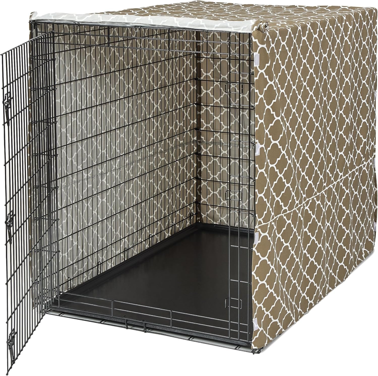 MidWest Homes for Pets Dog Crate Cover, Privacy Dog Crate Cover Fits Midwest Dog Crates, Crate Cover Only; Machine Wash & Dry; Brown Geo Print; 54 inch - Image 5