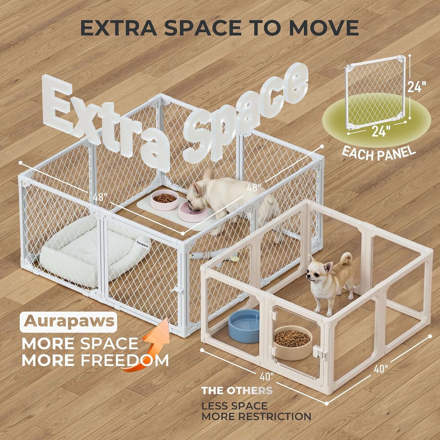 Dog Playpen Indoor Metal Pen, 12 Panel, 24" H, White Puppy Playpen - Image 4