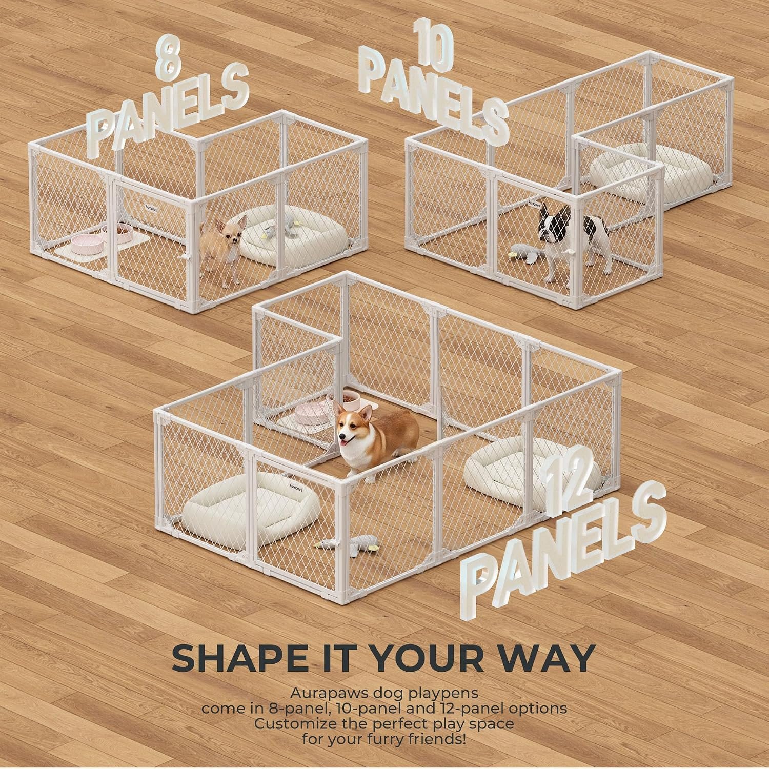 Dog Playpen Indoor Metal Pen, 12 Panel, 24" H, White Puppy Playpen - Image 9