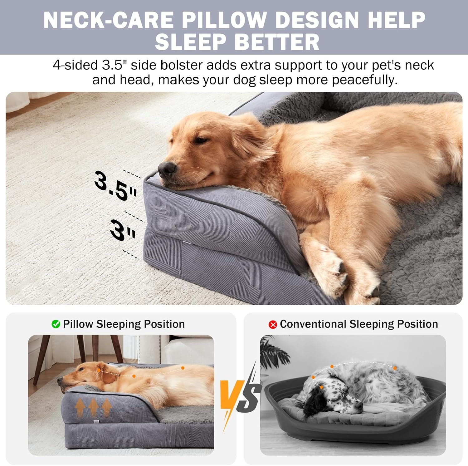 Orthopedic Extra Large Dog Bed, XXL Waterproof Dog Sofa, Egg-Crate Foam Couch with Washable Removable Cover, Waterproof Lining and Nonskid Bottom - Image 5