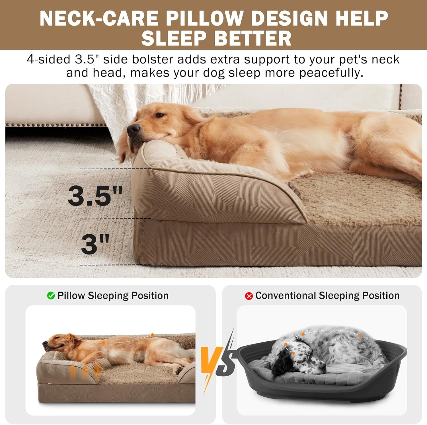 Orthopedic Extra Large Dog Bed, XXL Waterproof Dog Sofa, Egg-Crate Foam Couch with Washable Removable Cover, Waterproof Lining and Nonskid Bottom - Image 5