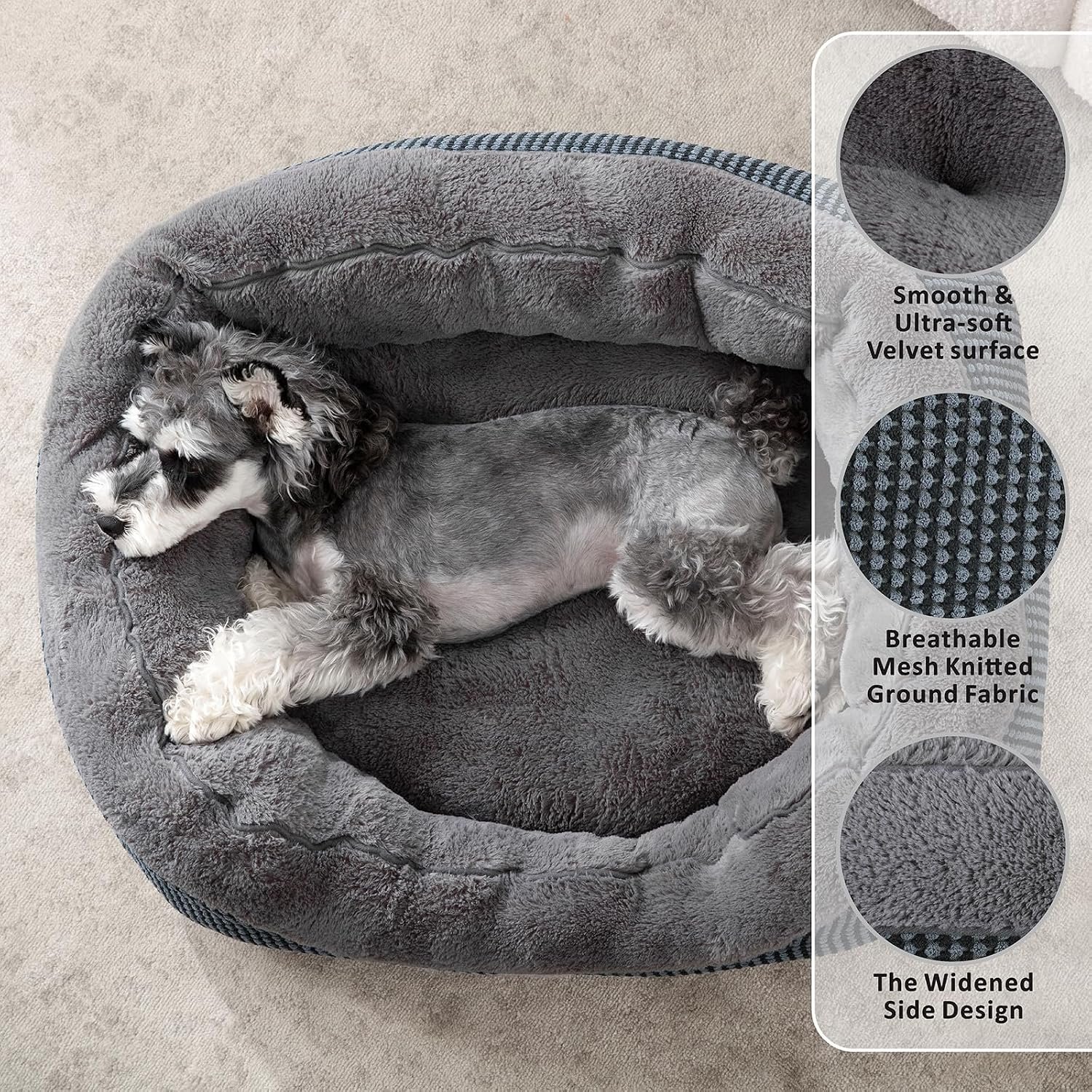 Dog Bed Medium Size, Orthopedic Warming Soft Calming Sleeping Puppy Bed Durable Pet Bed with Anti-Slip Bottom M(30"x24"x9") - Image 2