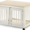 26 Inch Dog Crate Furniture, Heavy Duty Dog Crate for Small Dogs, Indestructible Cage for High Anxiety Dogs with Wooden Table for Indoor Decorative, Escape-Proof Locks & Double Door Cage