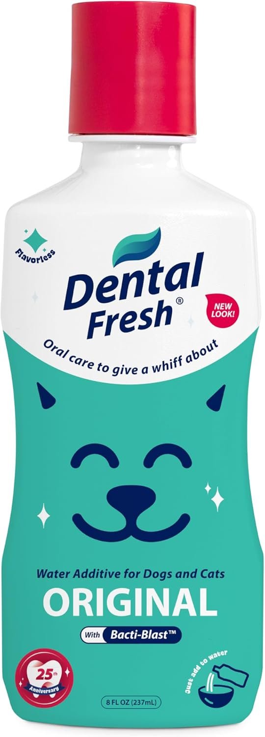 Dental Fresh Water Additive Flavorless Dental Care for Dogs & Cats 8 fl oz