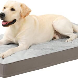 KSIIA Orthopedic Dog Bed for Large Dogs with Waterproof Lining, Grey, 35x22