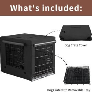 Alternative view of DONORO Dog Crates for Small Size Dogs Indoor Double Door Dog Kennels & Houses for Puppy and Cats, Collapsible Metal Contour Dog Cages (Black, 24.0" L x 18.0" W x 20.0" H)