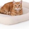 FurHaven Dog Bed for Extra Small Dogs & Cats, Bolster Crate Pad with Soft Supportive Base for Carriers & Kennels, Machine Washable, Extra Small, Sherpa Fleece, Cream