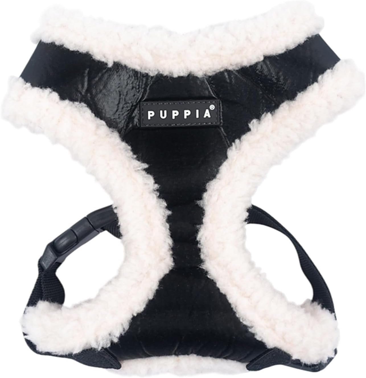 Puppia Winterstride Dog Harness Over-the-Head Warm Winter Harness Adjustable Chest for Small Dog, Black, Large
