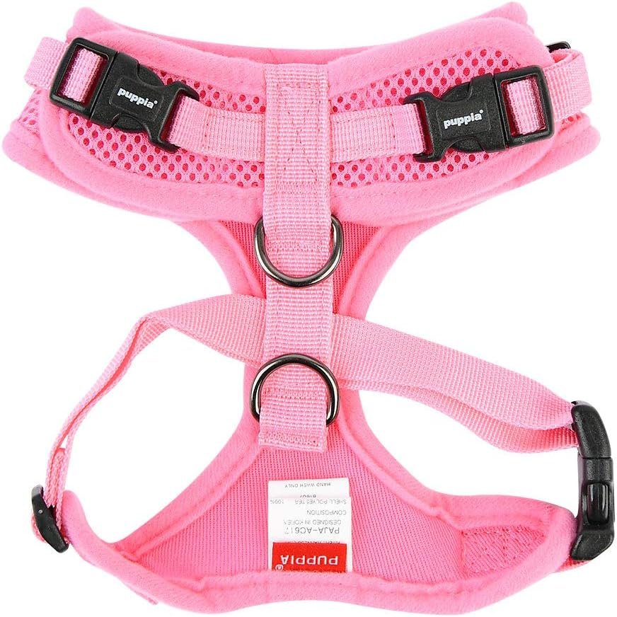 Authentic Puppia RiteFit Harness with Adjustable Neck, Pink, Medium - Image 2