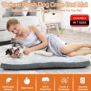Alternative view of POCBLUE Deluxe Washable XL Dog Bed Dog Crate Mat 41 inch Comfy Fluffy Kennel Pad Anti-Slip for Dogs Up to 90 lbs, 41" x 27", Grey