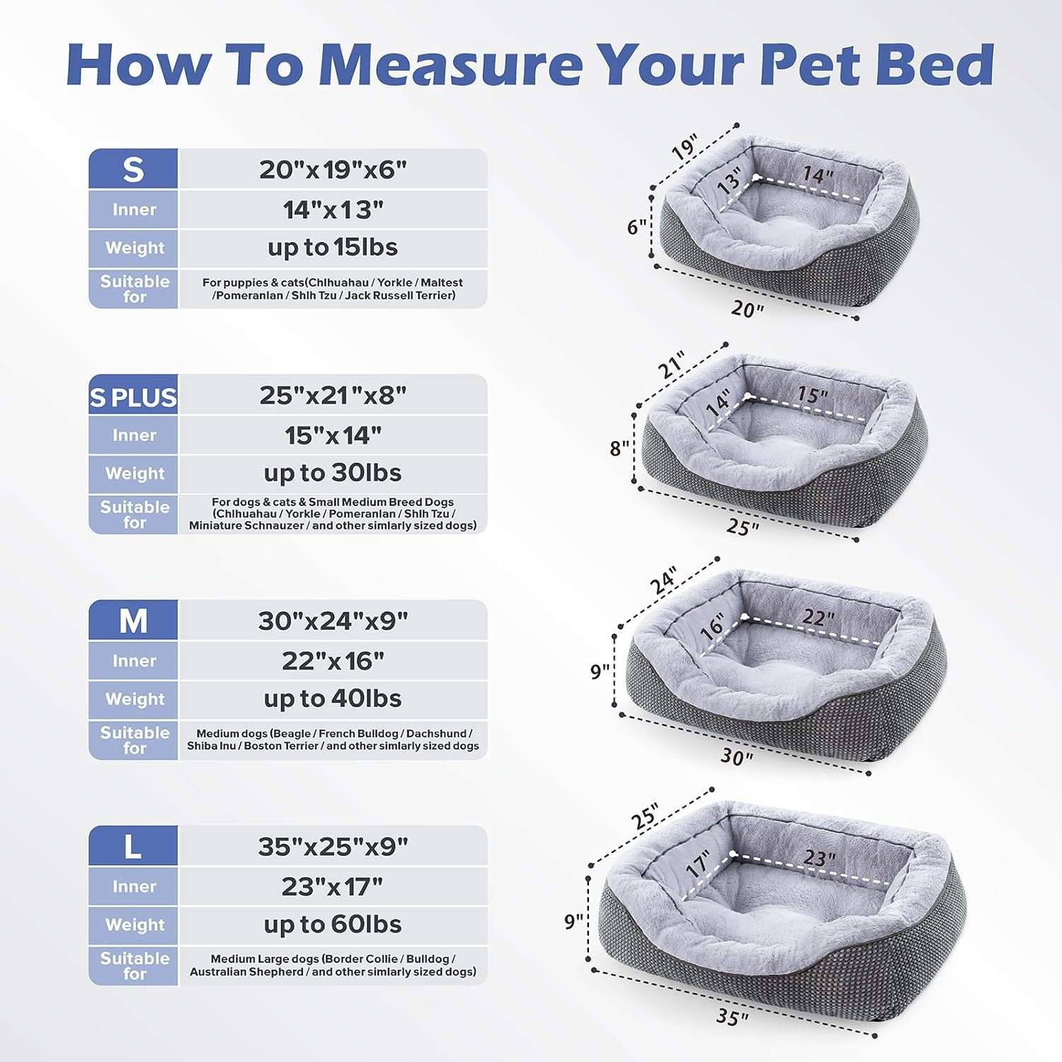 Medium Dog Beds for Medium Dogs Washable, Rectangle Dog Bed Medium Size Dog, Orthopedic Dog Bed, Warming Soft Calming Sleeping Puppy Bed Durable Pet Bed with Anti-Slip Bottom M(30"x24"x9") - Image 5