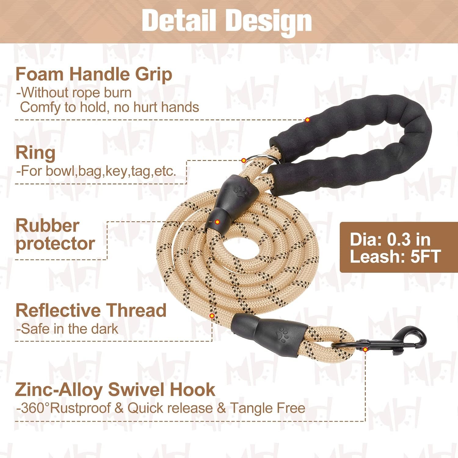 Small Dog Harness and Leash Set, No Pull Puppy Pet Vest- Beige, S - Image 4