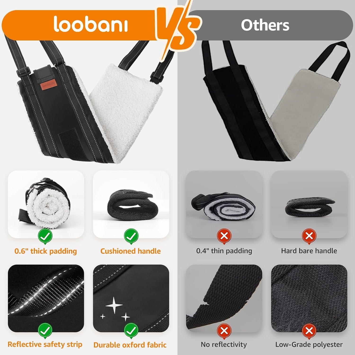 LOOBANI Dog Lift Harness Rear Leg Support for Large Dogs Secure Belly Wrap - Image 8