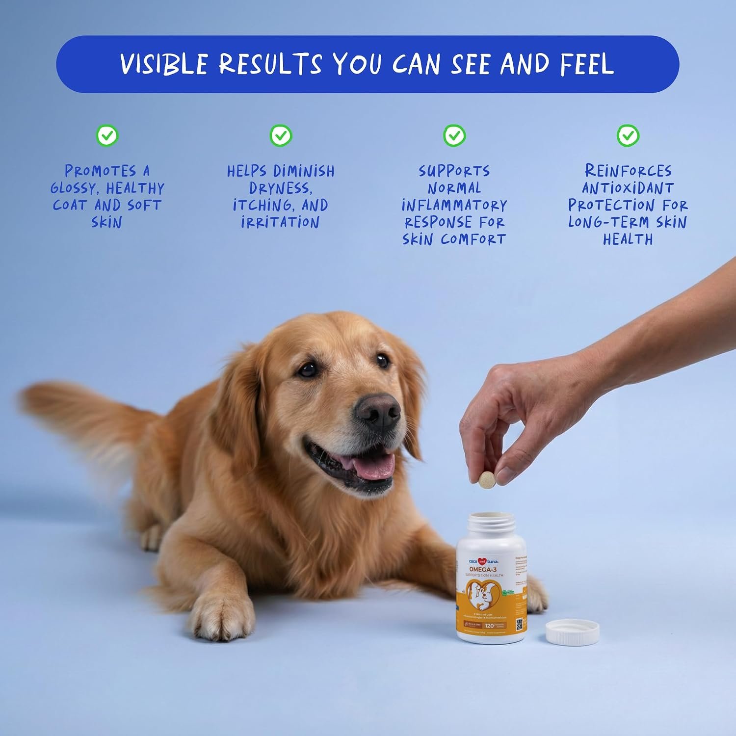 Dog Omega 3 Fish Oil Skin and Coat Supplement for Dry Skin & Allergy Relief - Image 2