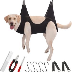 Pet Dog Grooming Hammock Harness for Cats & Dogs, Dog Sling for Grooming, Dog Hammock Restraint Bag with Nail Clippers/Trimmer, Nail File, Pet Comb,Ear/Eye Care