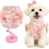 Small Dog Harness and Leash Set,Soft Adjustable Pink Puppy Harness