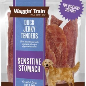 Waggin' Train Duck Jerky Dog Treats for Dogs with Sensitive Stomachs, Made with 100% Real Duck Breasts, Three All-Natural Ingredients, High Protein Dog Treat, Easily Digestible for Dogs, 12 oz. Pouch