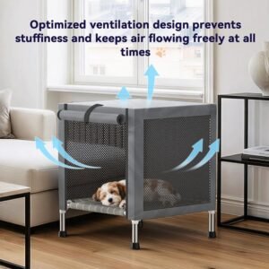 Alternative view of Small Elevated Dog Crate with Removable Cover, Stainless Steel Dog Kennel