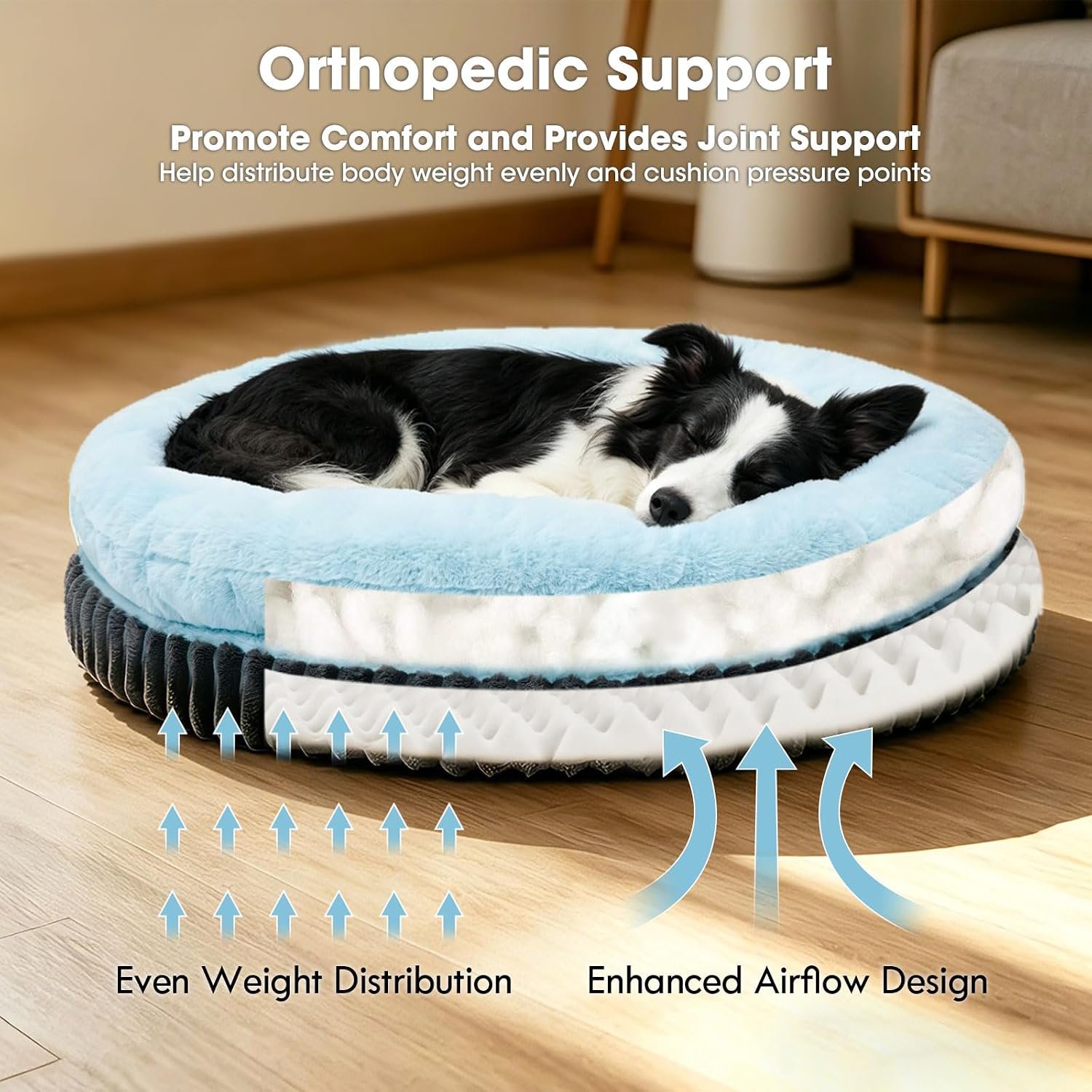 ClevaHome Orthopedic Dog Bed for Large Medium Dogs, 42in Ice Blue - Image 5