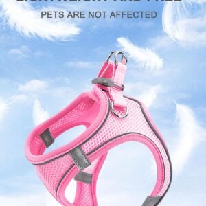 Alternative view of XXS Pink Soft Mesh Dog Harness and Leash Set,No Escape Puppy Harnesses for Training Walking， Reflective Adjustable Puppy Vest for Small Medium Dogs, Cats (Pink, XXS)