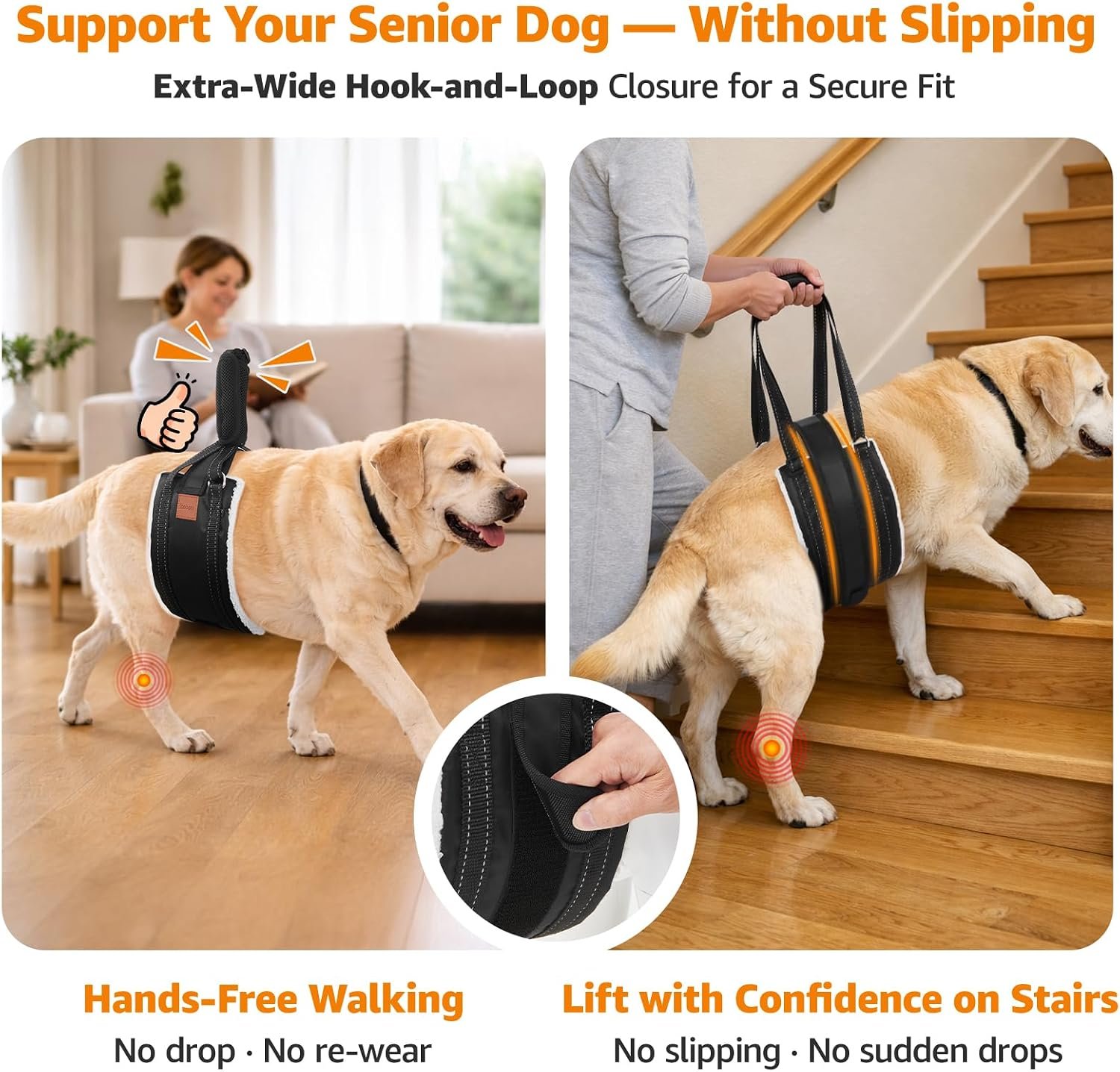 LOOBANI Dog Lift Harness Rear Leg Support for Large Dogs Secure Belly Wrap - Image 2