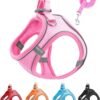 XXS Pink Soft Mesh Dog Harness and Leash Set,No Escape Puppy Harnesses for Training Walking， Reflective Adjustable Puppy Vest for Small Medium Dogs, Cats (Pink, XXS)