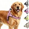 No Pull Dog Harness Front Clip, Escape Proof Dog Harness,Reflective Durable Harness for Safe Daily Walking for Medium Large Dog(Pink,L)