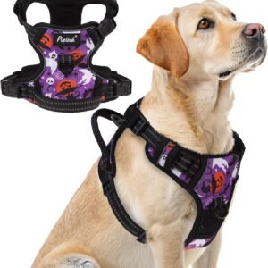 PUPTECK No Pull Halloween Dog Harness for Large, Reflective with Handle